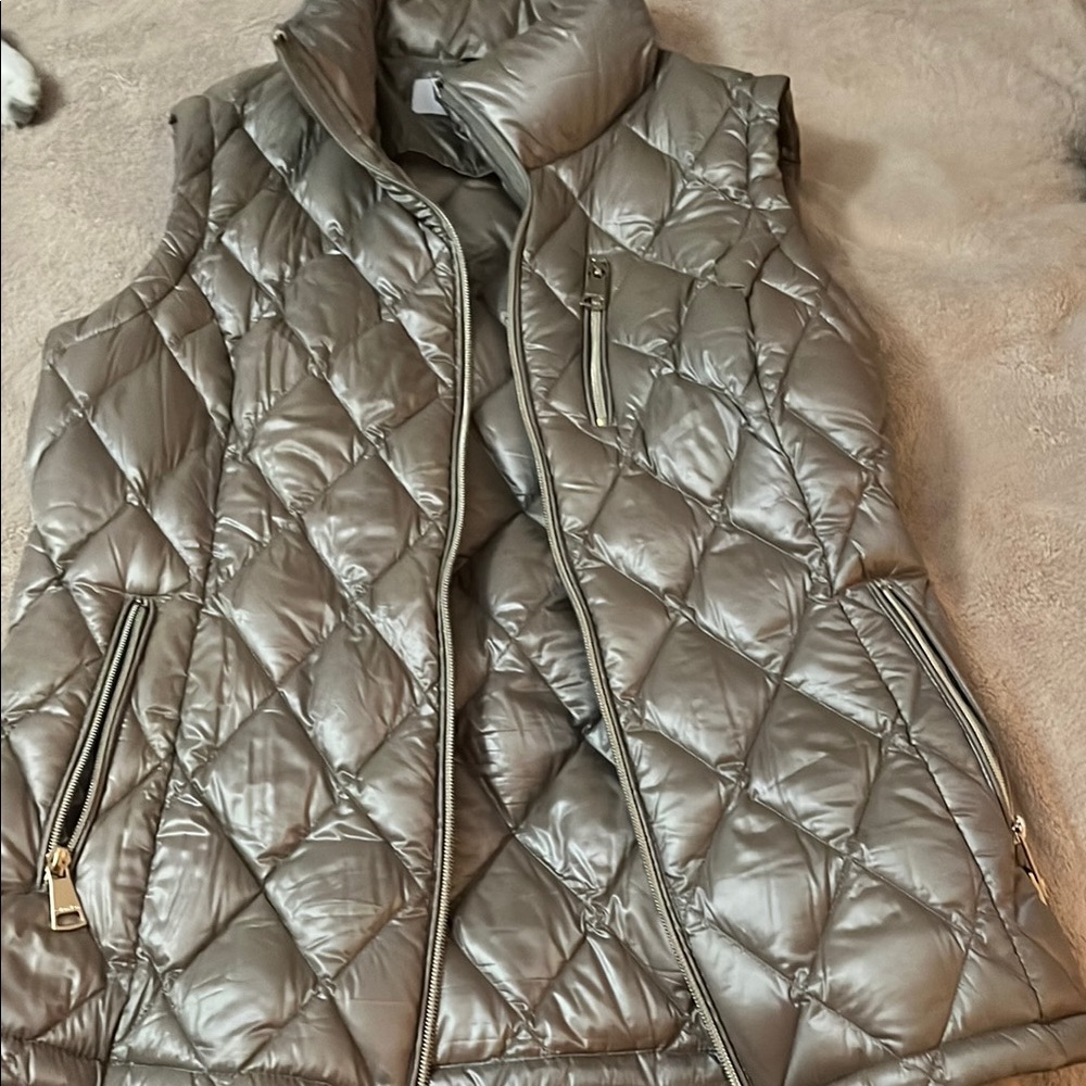 Quilted Metallic Silver Puffer Vest